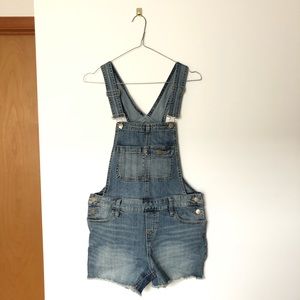 Mossimo Light Wash Demin Overall Shorts, 3” inseam